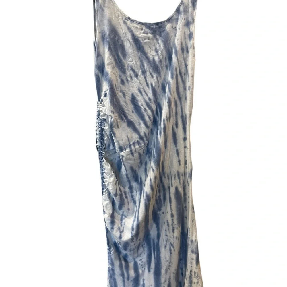 Skinnygirl Connie Women’s Side Ruched Midi Tank Dress Blue Tie Dye Size: Large - Picture 9 of 13